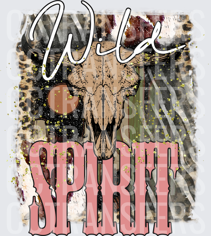 Wild Spirit Bull Skull Leopard Glitter Western (DTF)
