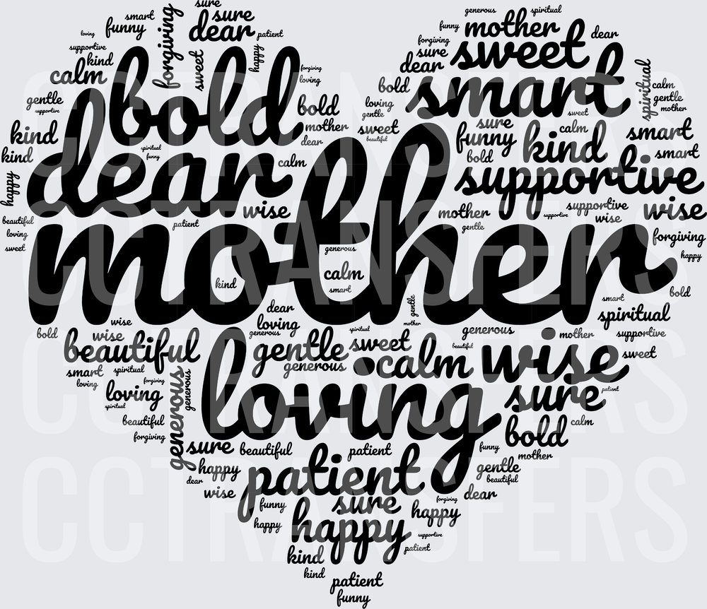 Dear Mother Heart-Shaped Word Cloud Loving Kind Wise (DTF)