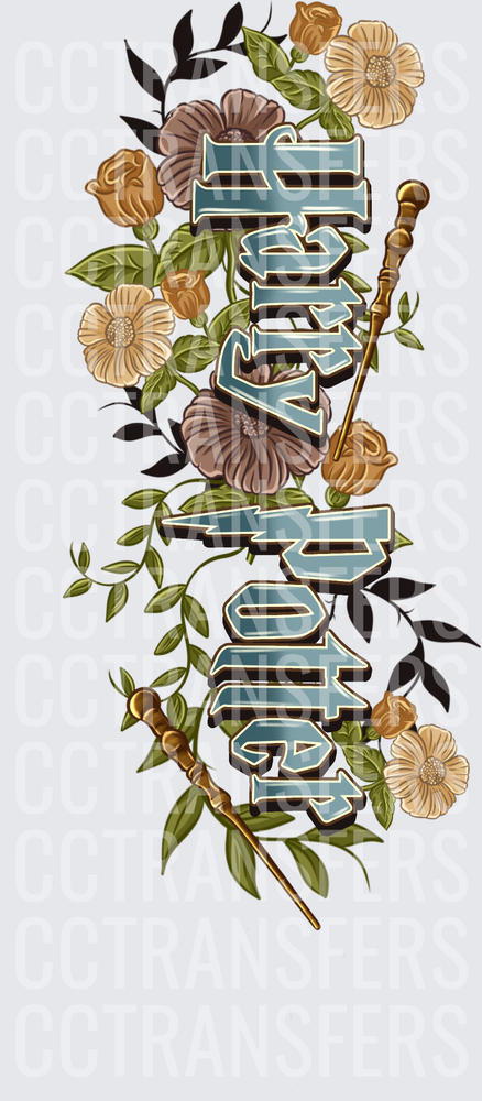 Floral Botanical Wizard Wand Fantasy Text Design (DTF)