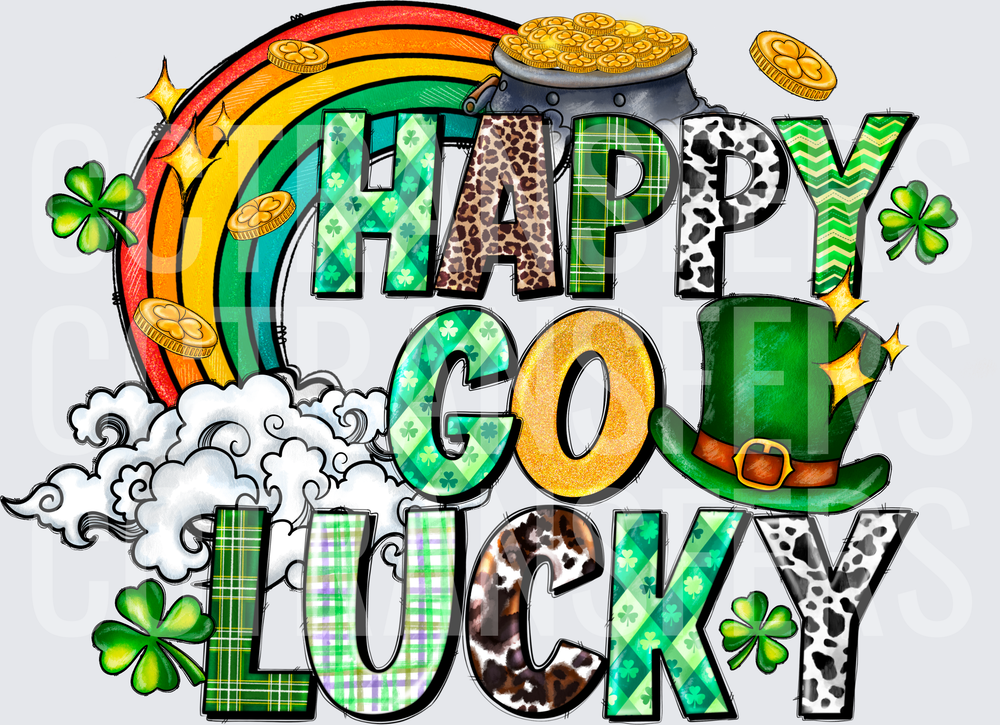 Happy Go Lucky St. Patrick's Day Rainbow Pot of Gold (DTF)