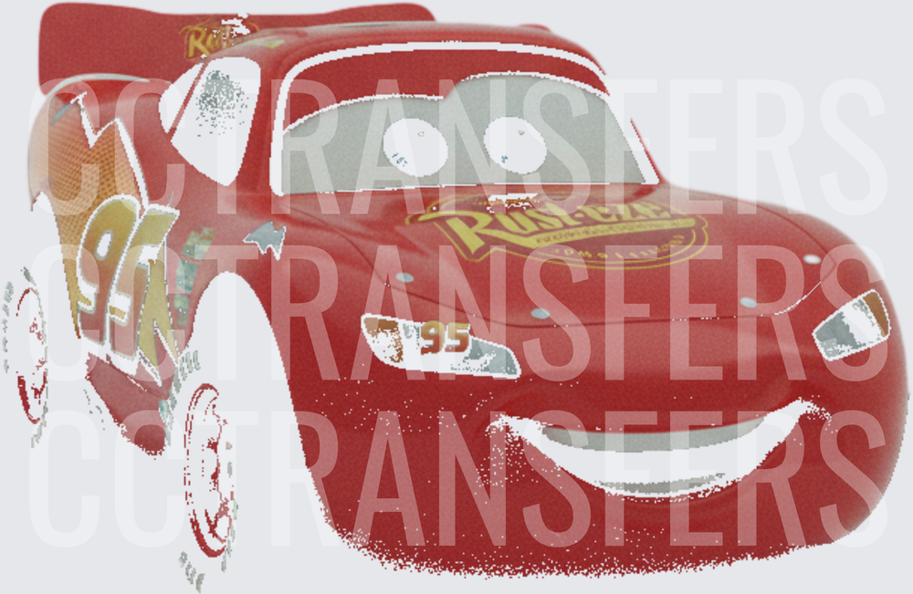 Animated Red Race Car Number 95 Rust-eze Smiling (DTF)