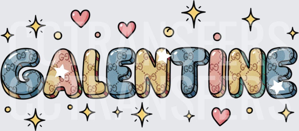 Galentine Luxury Monogram Bubble Letters with Hearts (DTF)