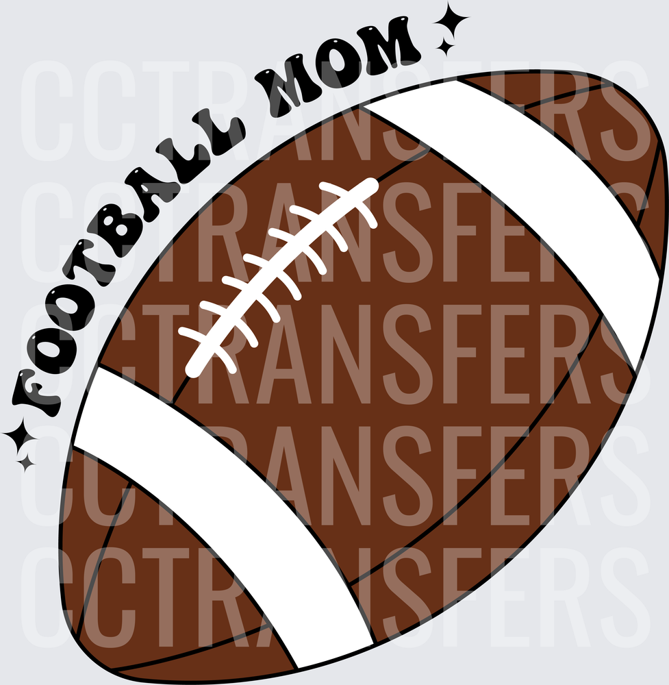 Football Mom Retro Groovy Pigskin with Sparkles (DTF)