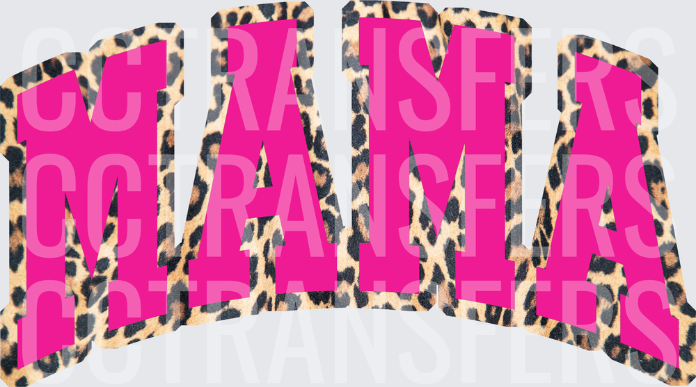 Hot Pink Leopard Print Arched MAMA Bold Letters (DTF)