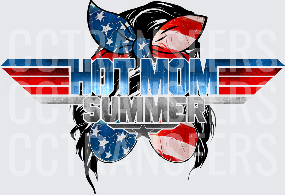 Hot Mom Summer Patriotic Messy Bun Aviator Shades (DTF)