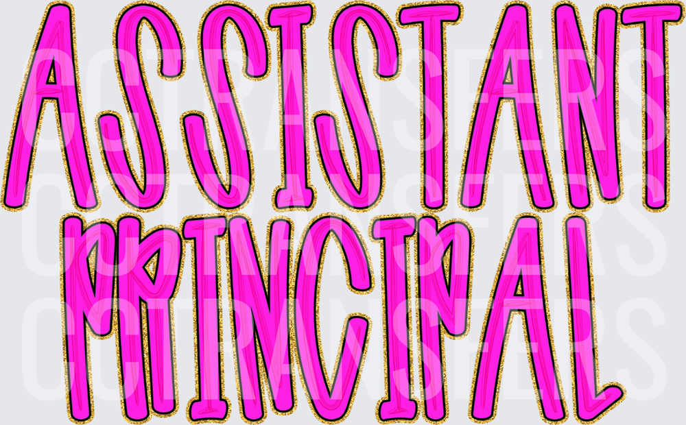 Bold Pink Gold Assistant Principal Lettering (DTF)