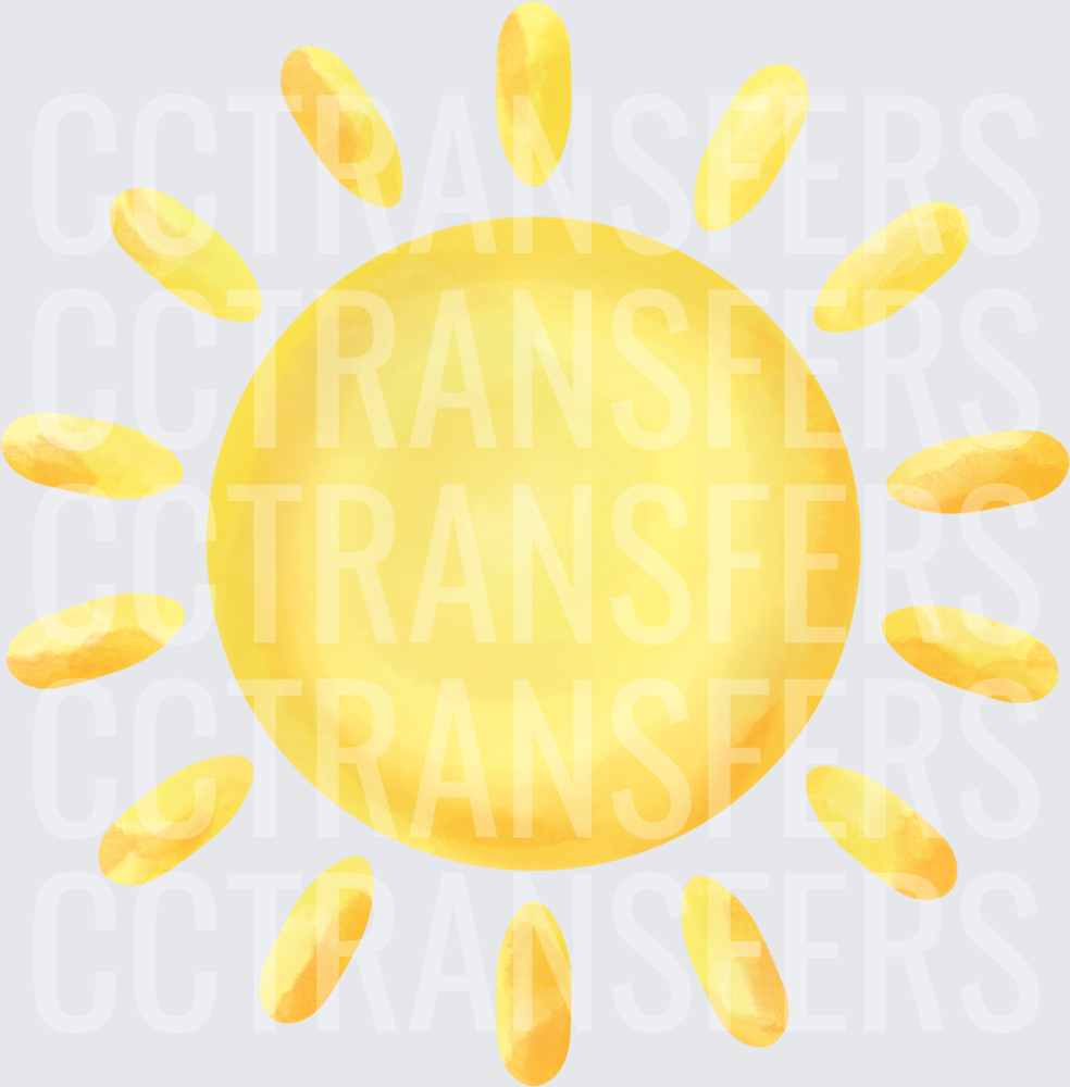 Watercolor Yellow Sun with Radiating Oval Rays (DTF)