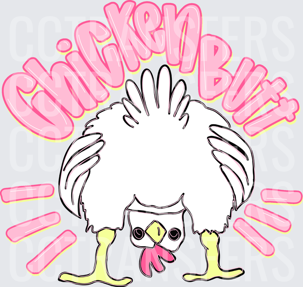 Chicken Butt Funny White Hen Bending Over Quirky (DTF)