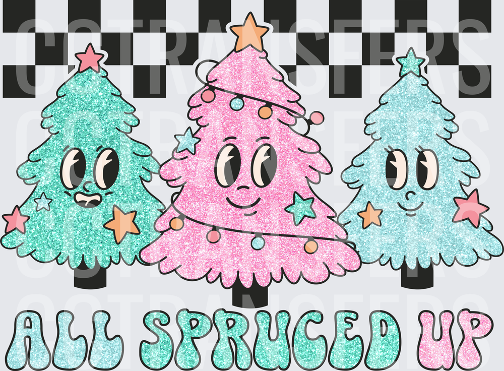 All Spruced Up Retro Groovy Christmas Trees (DTF)