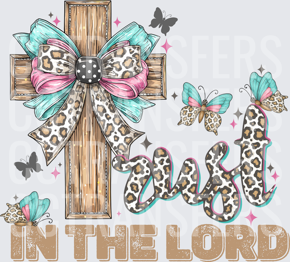 Trust In The Lord Leopard Cross Bow Butterflies (DTF)