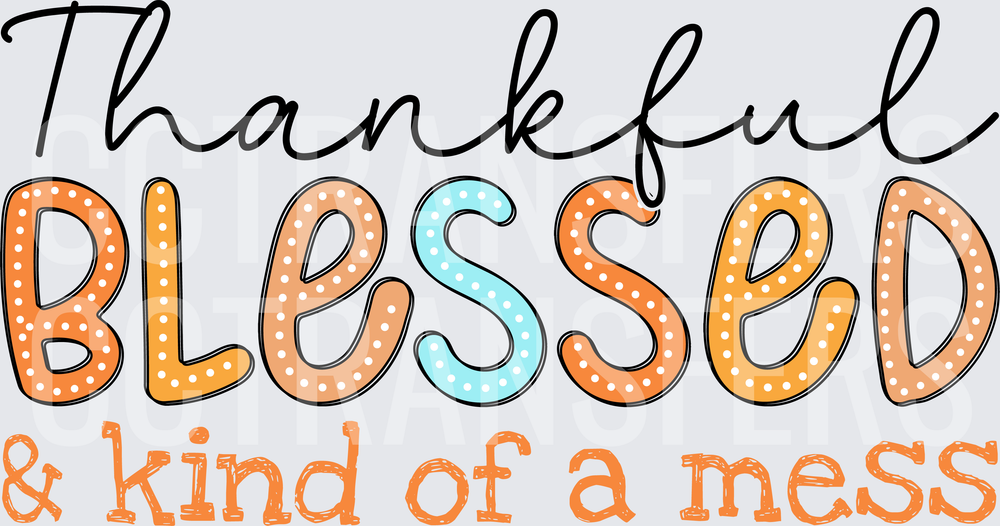 Thankful Blessed & Kind of a Mess Polka Dot (DTF)