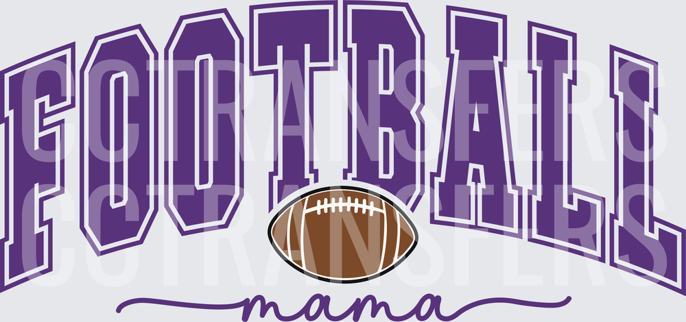 Purple Arched Football Mama Script with Football (DTF)