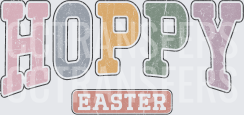 Hoppy Easter Distressed Varsity Letter Design (DTF)