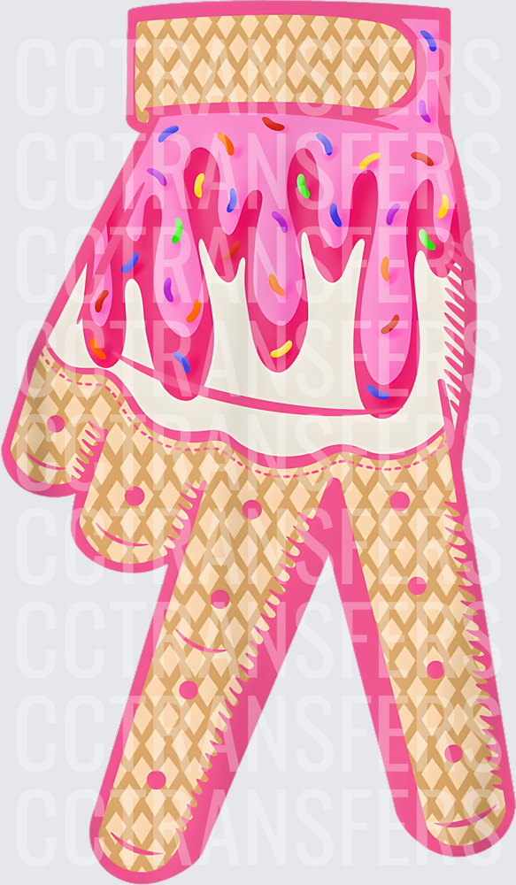 Ice Cream Cone Glove with Pink Frosting and Sprinkles (DTF)