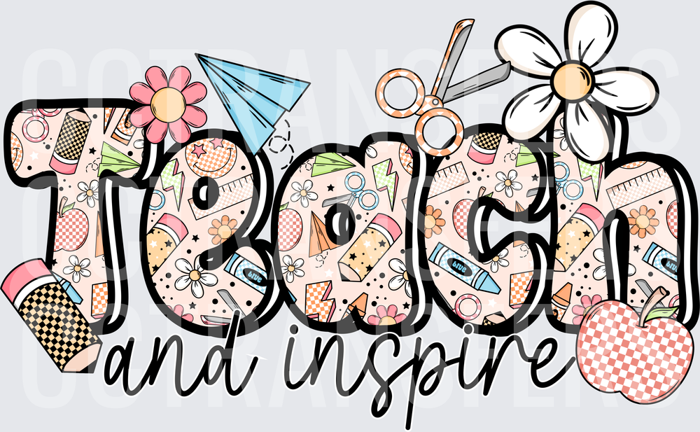 Teach and Inspire Floral School Supplies Pattern (DTF)
