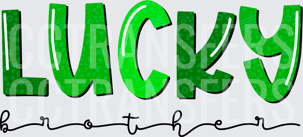 Lucky Brother St. Patrick's Day Green Patterned Letters (DTF)