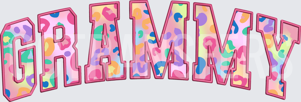 Grammy Colorful Leopard Print Varsity Arc Letters (DTF)