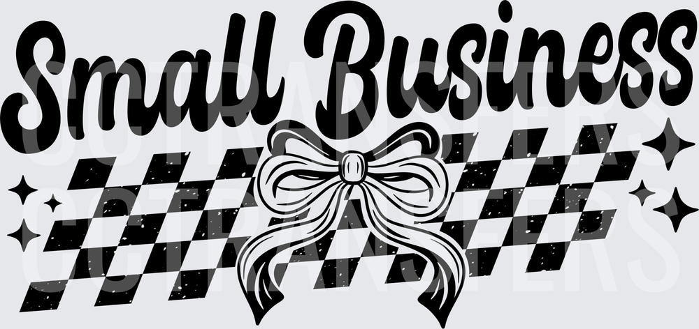Small Business Retro Checkered Bow Sparkle Design (DTF)