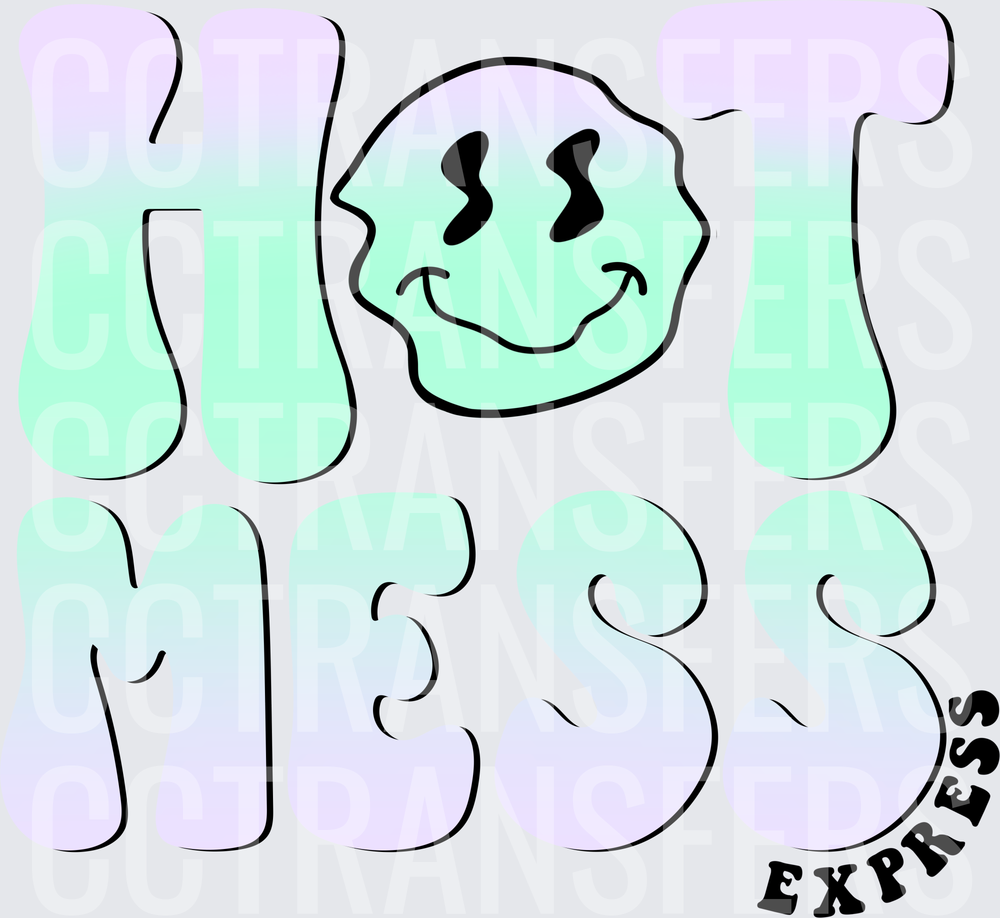 Hot Mess Express Melted Smiley Face Pastel Gradient (DTF)