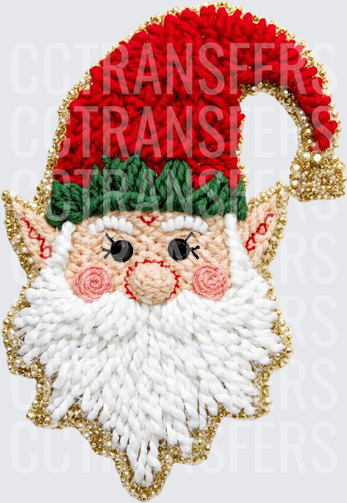 Whimsical Yarn Art Christmas Gnome with White Beard (DTF)