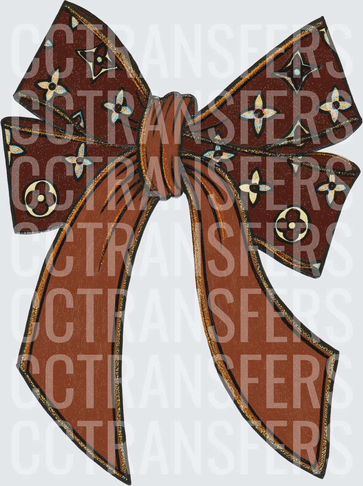 Luxury Monogram Brown Glitter Bow (DTF)