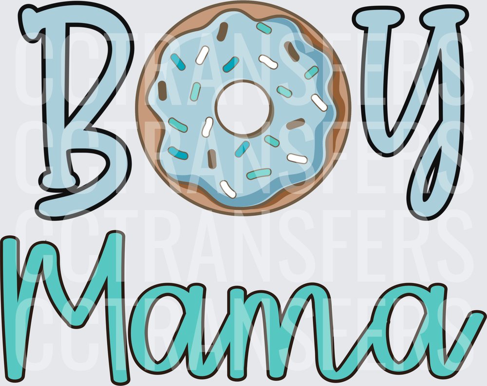 Boy Mama Blue Frosted Donut with Sprinkles (DTF)