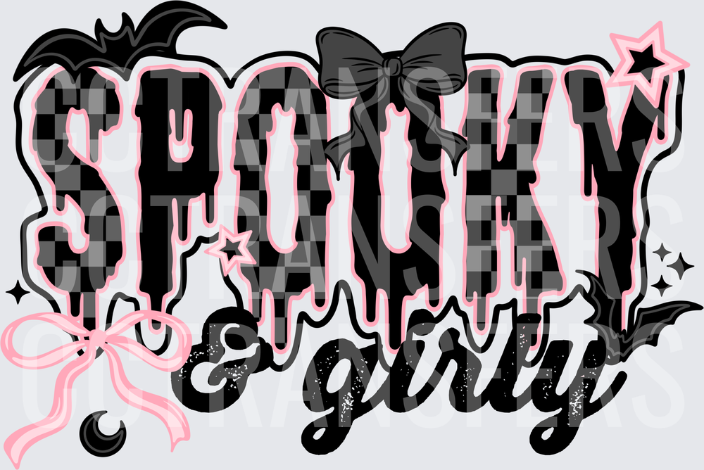 Spooky & Girly Checkered Drip Bow Halloween (DTF)