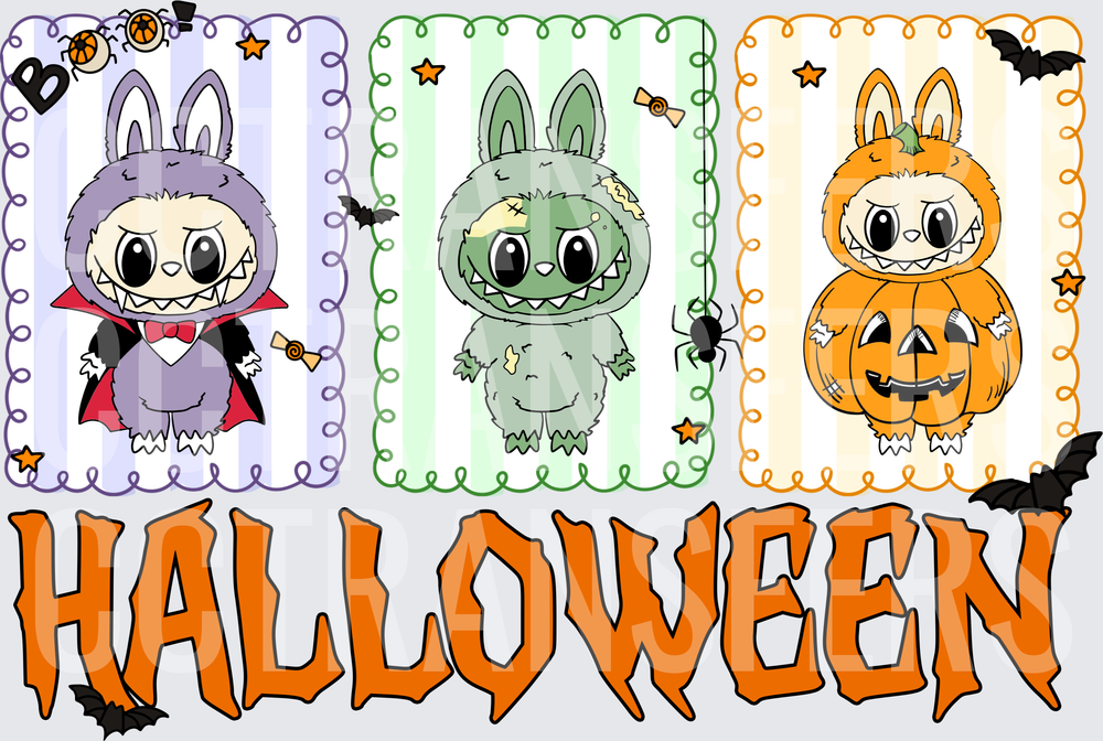 Kawaii Halloween Bunny Monsters Vampire Zombie Pumpkin (DTF)