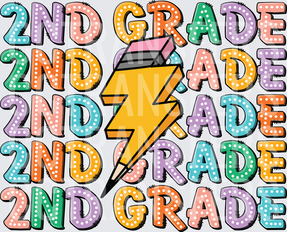 2nd Grade Repeat Pattern Pencil Lightning Bolt (DTF)