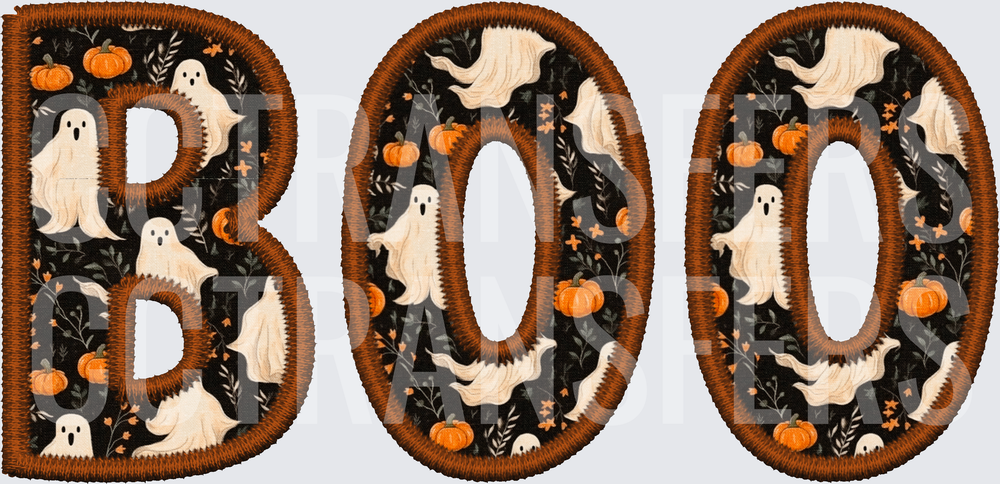 BOO Halloween Embroidery Patch Ghosts and Pumpkins (DTF)