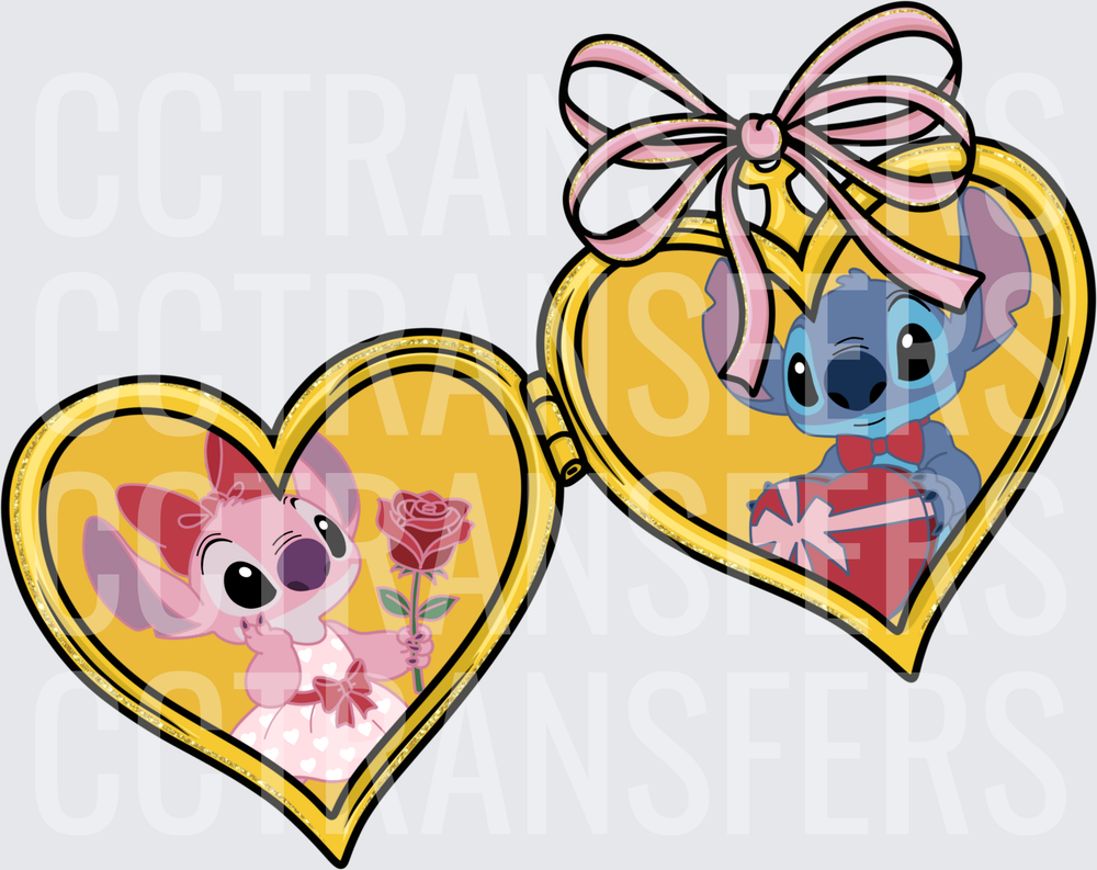 Cute Alien Couple Heart Locket Valentine's Day (DTF)