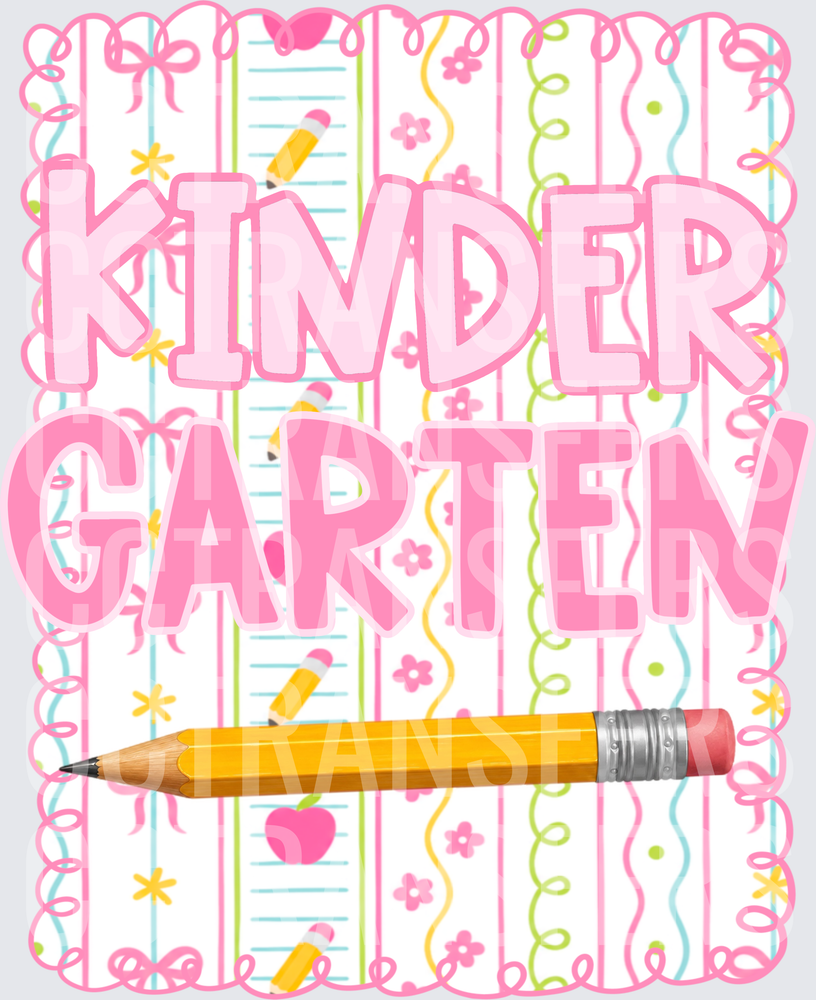 Kindergarten Pink Pencil Floral School Design (DTF)