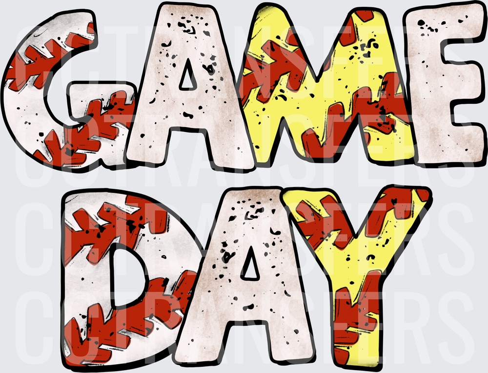 Game Day Baseball Softball Stitch Letter Design (DTF)