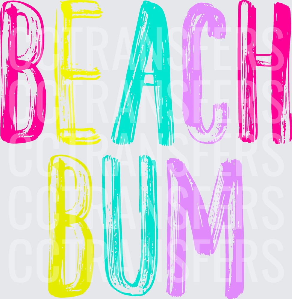 Beach Bum Colorful Brush Lettering Summer (DTF)