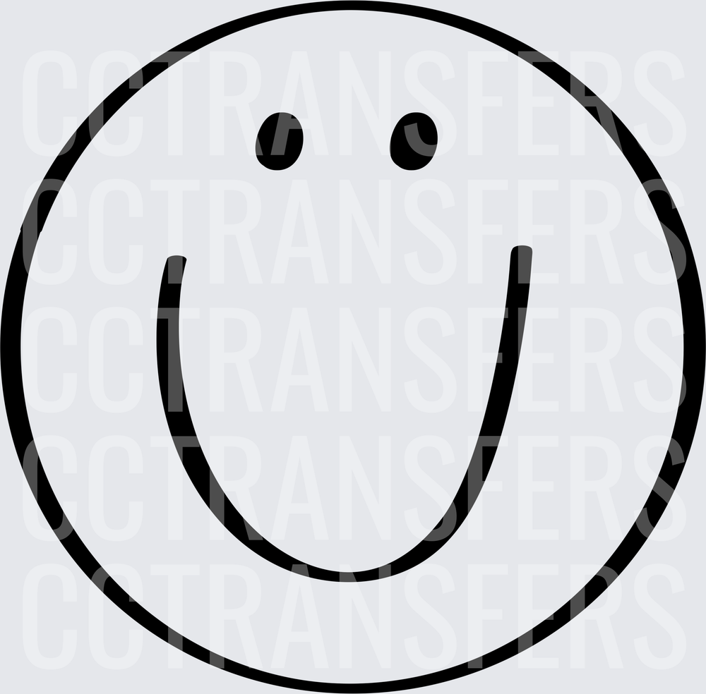 Black and White Bold Outline Smiley Face (DTF)