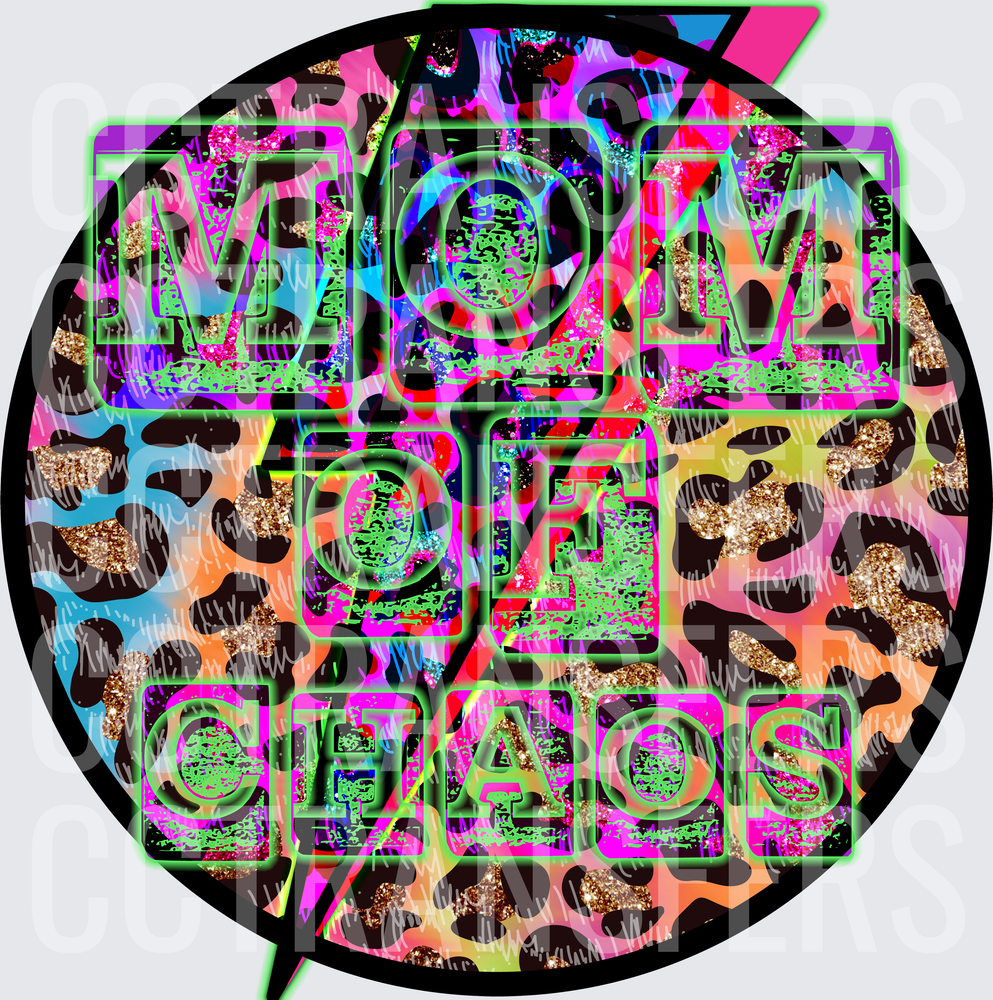 Mom of Chaos Neon Leopard Print Circle (DTF)