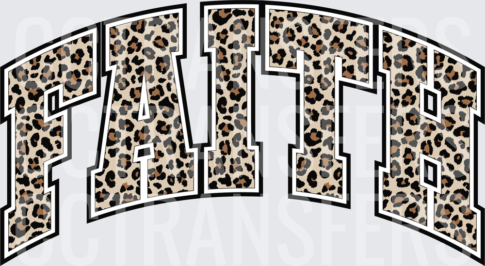 Arched FAITH Leopard Print Varsity Letters (DTF)