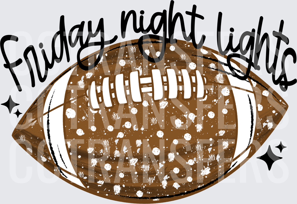 Friday Night Lights Distressed Football with Stars (DTF)