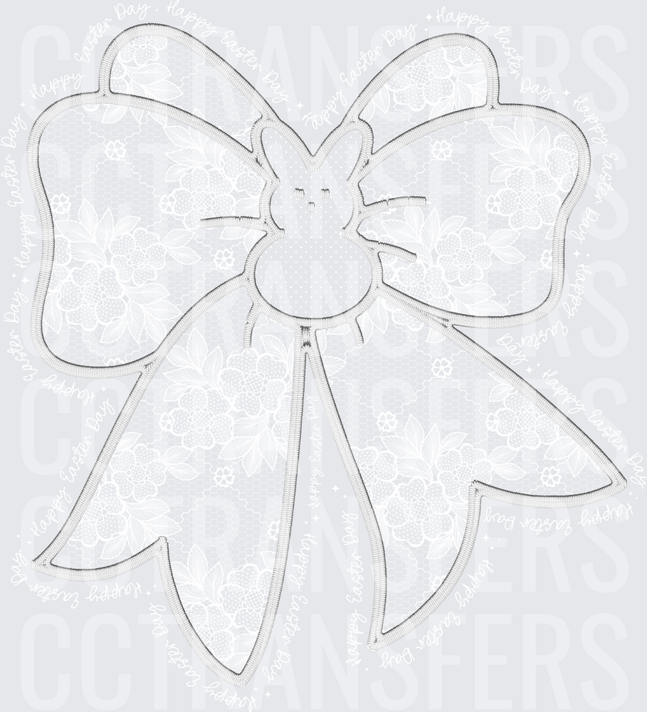 Outline Bow with Easter Bunny Center Knot (DTF)