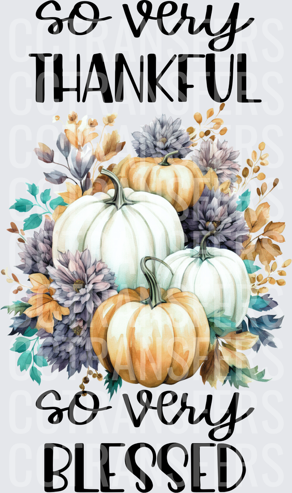 So Very Thankful So Very Blessed Fall Pumpkin Floral (DTF)