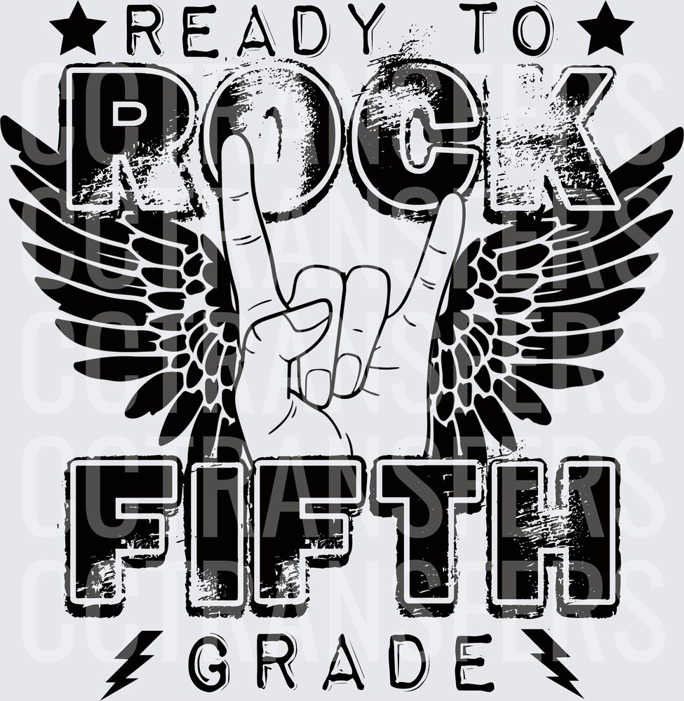 Ready To Rock Fifth Grade Winged Rock Hand Sign (DTF)