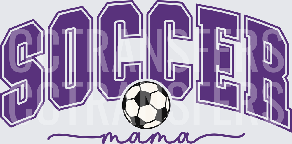 Purple Arched Soccer Mama Bold Varsity Lettering with Ball (DTF)