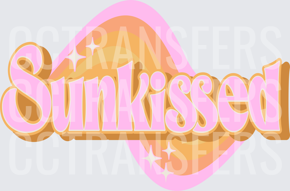 Sunkissed Retro Groovy Pink Bold Text Sparkle Design (DTF)