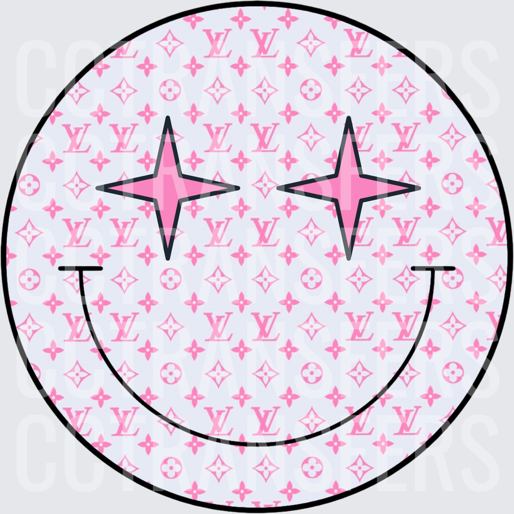 Pink Luxury Monogram Smiley Face Star Eyes (DTF)