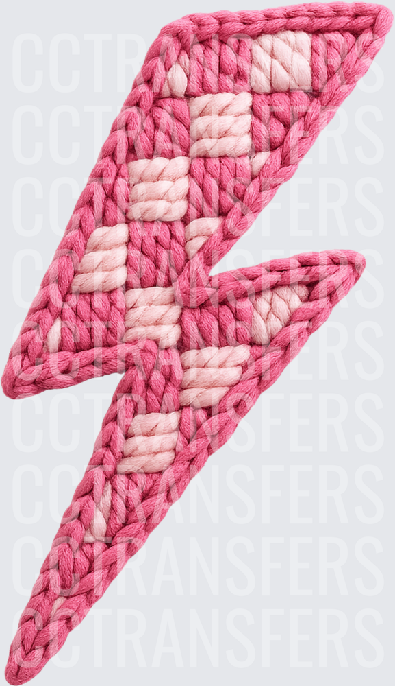 Pink Knit Crochet Lightning Bolt Argyle Pattern (DTF)