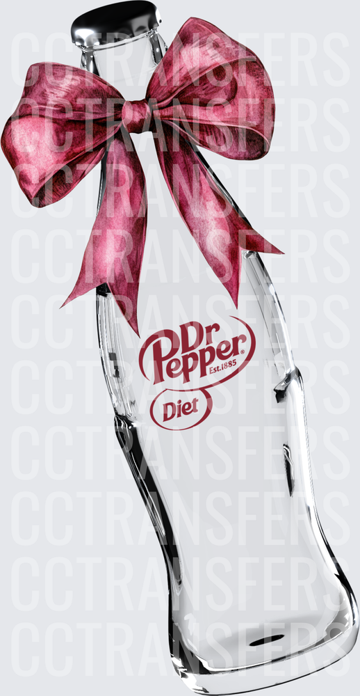 Diet Soda Glass Bottle with Red Gift Bow (DTF)