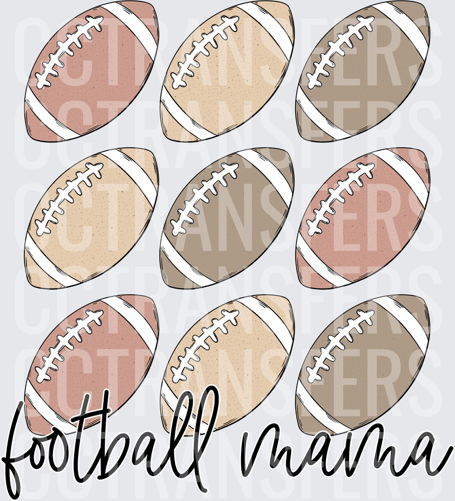 Football Mama Nine Ball Grid Neutral Tones (DTF)