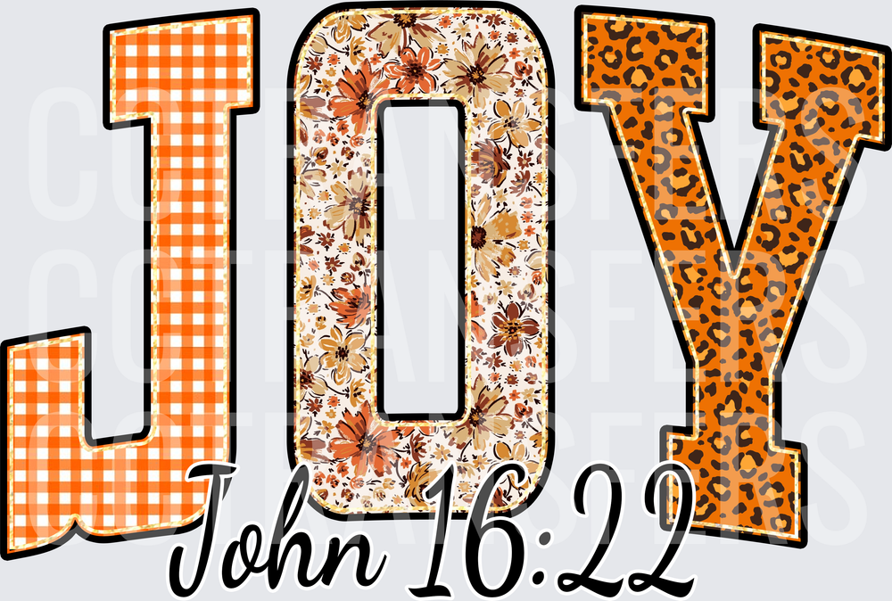 JOY John 16:22 Floral Plaid Leopard Letter Design (DTF)