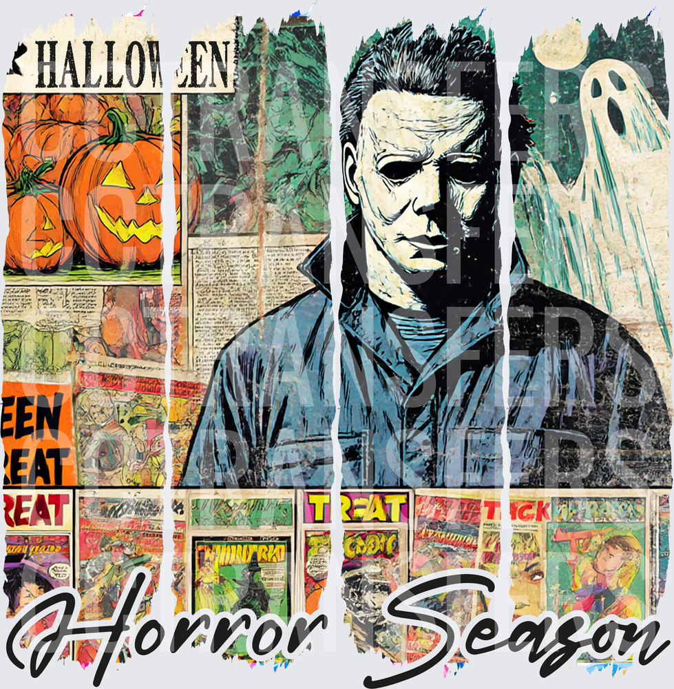 Horror Season Halloween Slasher Mask Comic Collage (DTF)
