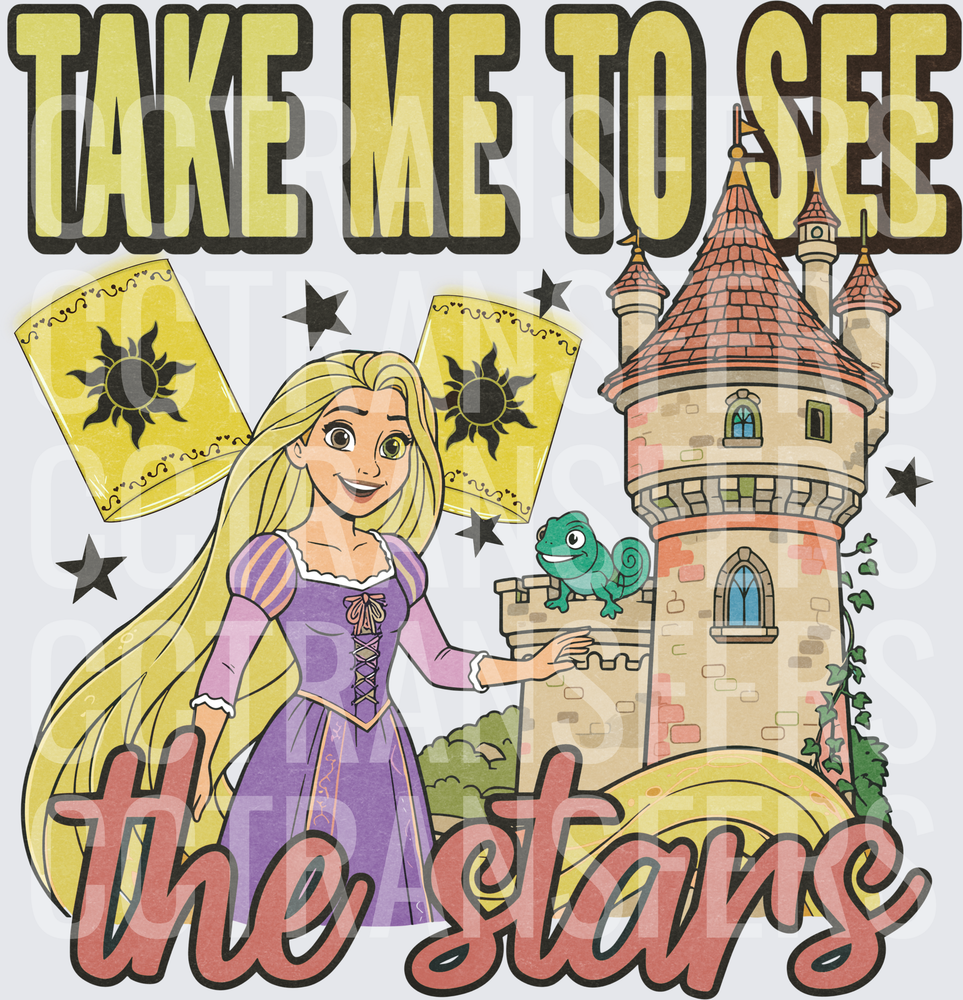 Take Me To See The Stars Long Hair Princess Tower DTF
